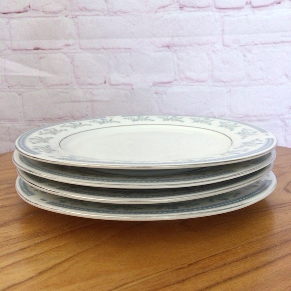 Vintage Blue Floral China Salad Plates - Set of 4 - Picture 3 of 11